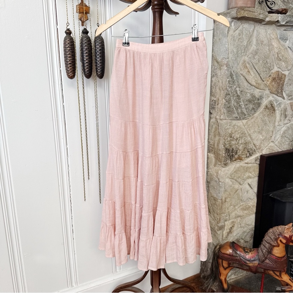 Joyfolie Blush Tiered Boho Maxi Skirt size 8 years
